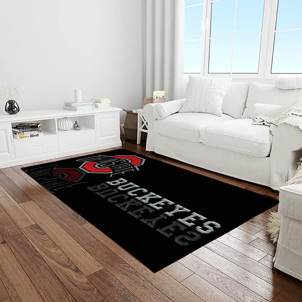 NCAA Ohio State Buckeyes College Sport Basketball And Foolball Team Logo Rectangle Area Rug 460VM-4883
