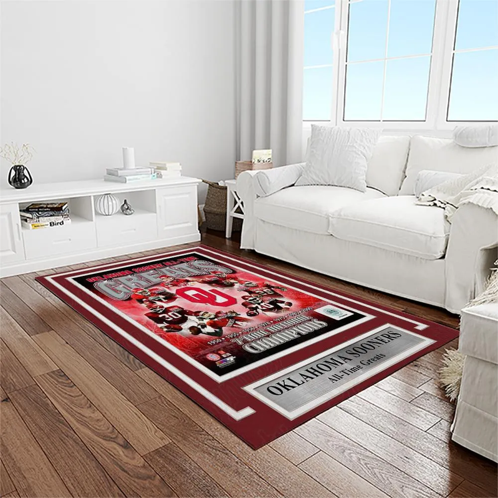 NCAA Oklahoma Sooners Sport Basketball And Foolball Team Logo Rectangle Area Rug 452LZ-5422