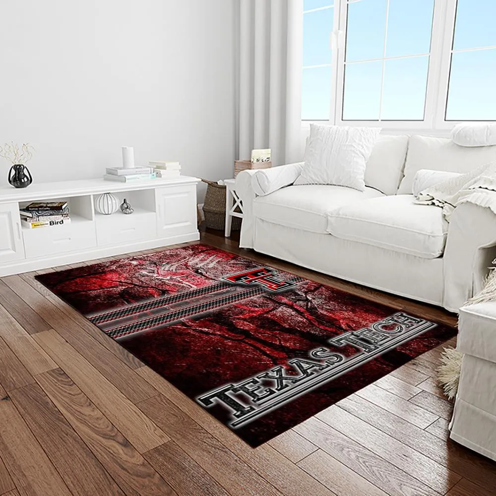 NCAA Texas Tech Red Raiders Sport Basketball And Foolball Team Logo Rectangle Area Rug 507EF-4750