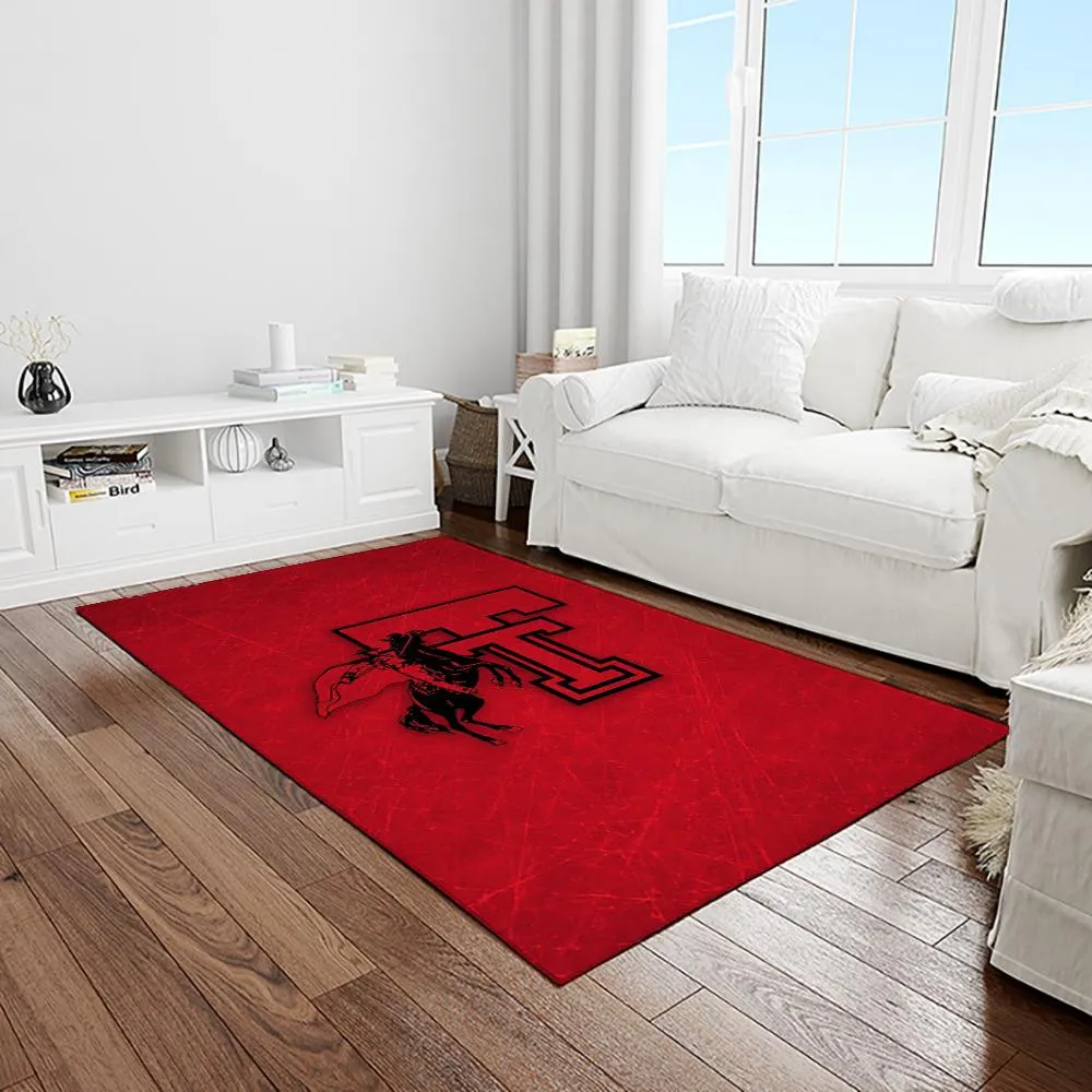 NCAA Texas Tech Red Raiders Sport Basketball And Foolball Team Logo Rectangle Area Rug 519FA-7353
