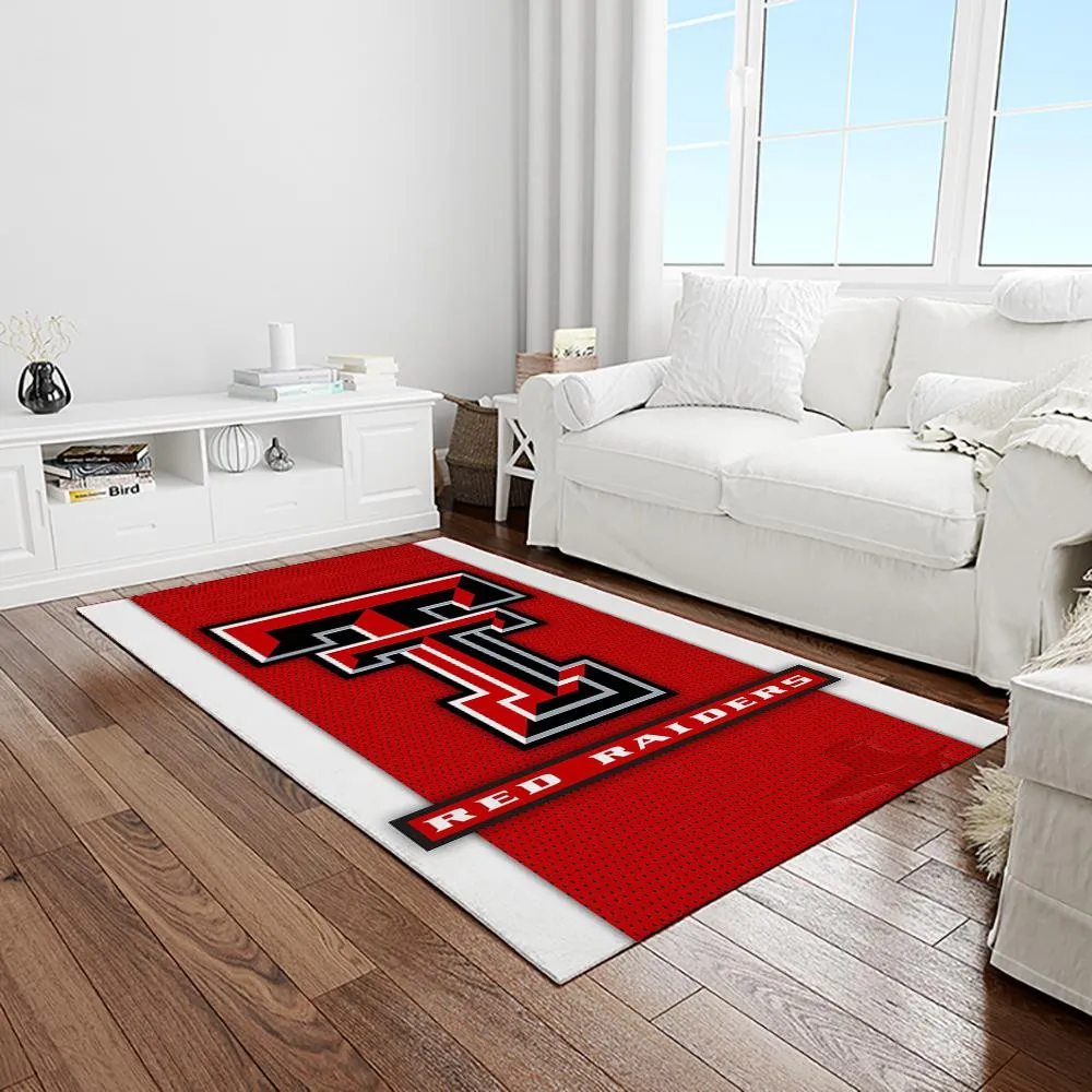 NCAA Texas Tech Red Raiders Sport Basketball And Foolball Team Logo Rectangle Area Rug 150UK-4247