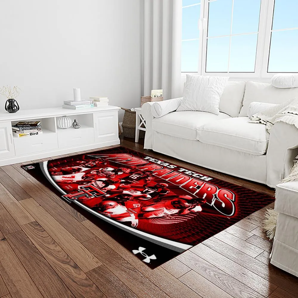 NCAA Texas Tech Red Raiders Sport Basketball And Foolball Team Logo Rectangle Area Rug 833IF-8428