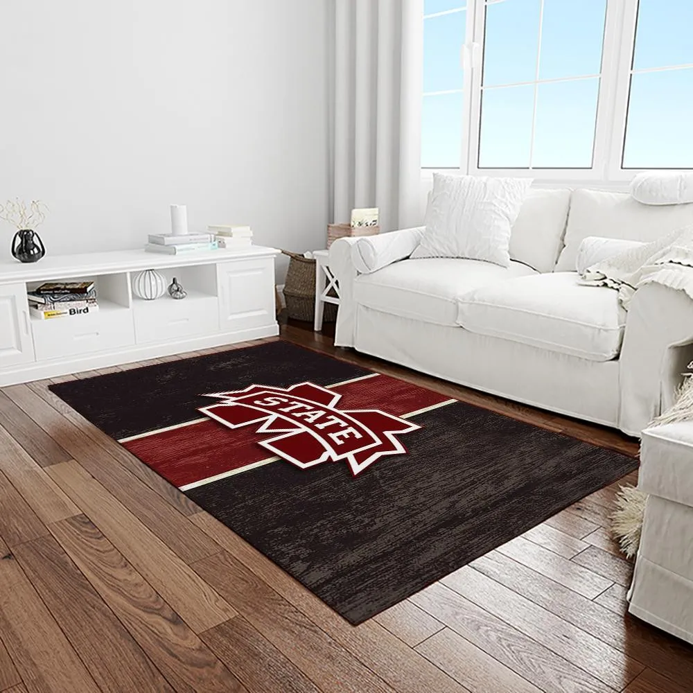 NCAA Mississippi State Bulldogs College Sport Basketball And Foolball Team Logo Rectangle Area Rug 534XX-4344