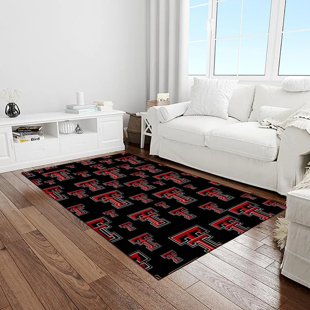 NCAA Texas Tech Red Raiders Sport Basketball And Foolball Team Logo Rectangle Area Rug 212VS-4695