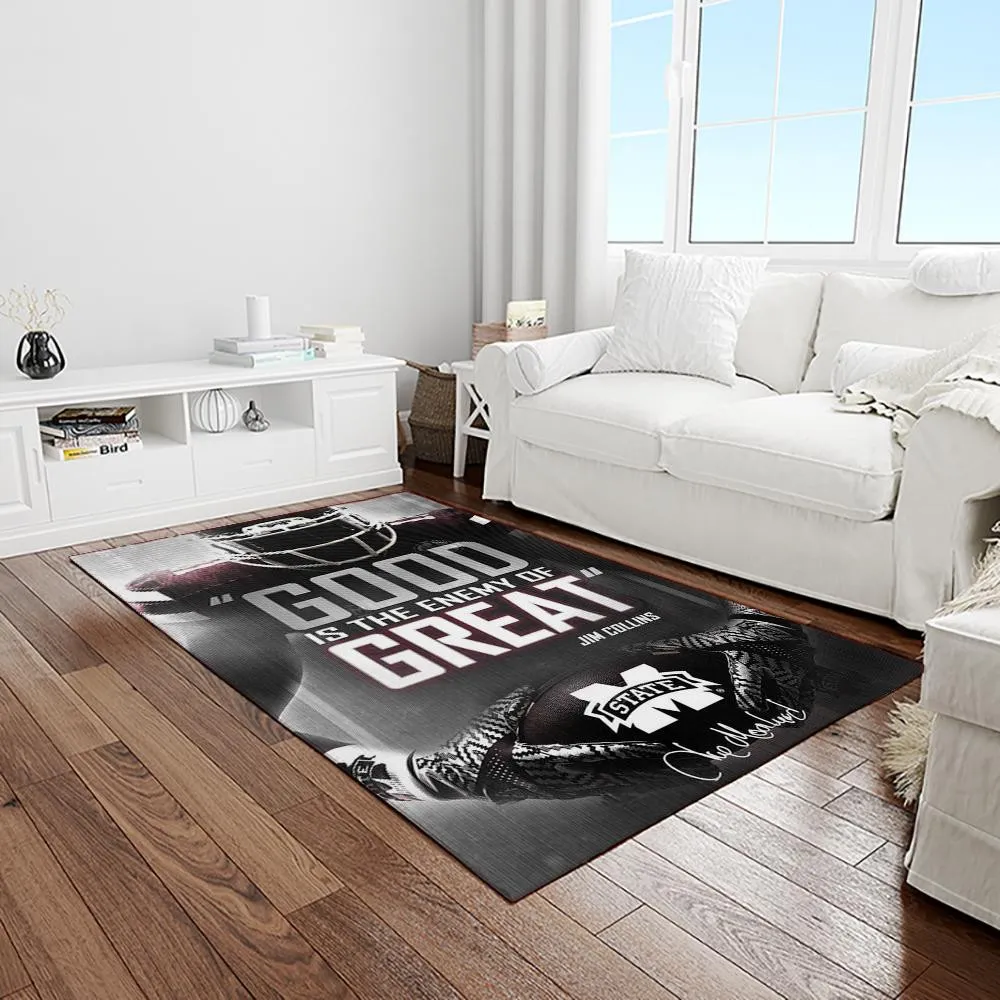 NCAA Mississippi State Bulldogs College Sport Basketball And Foolball Team Logo Rectangle Area Rug 850TL-5081
