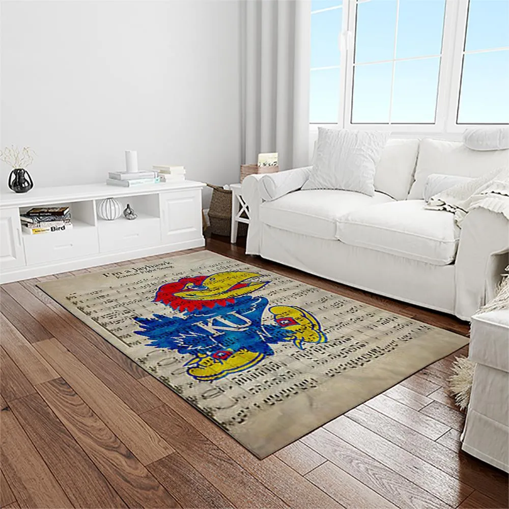 NCAA Kansas Jayhawks Basketball Team Logo Rectangle Area Rug 808EP-7778