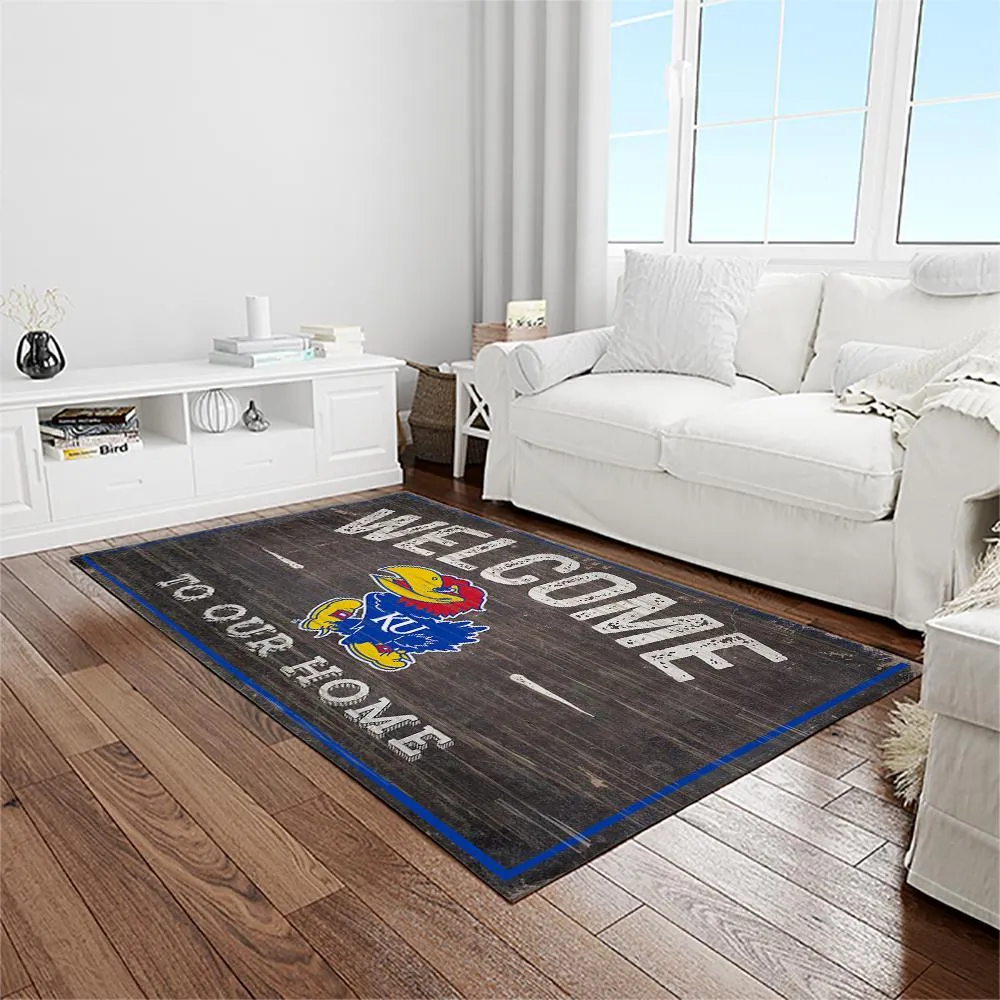 NCAA Kansas Jayhawks Basketball Team Logo Rectangle Area Rug 877XB-1123