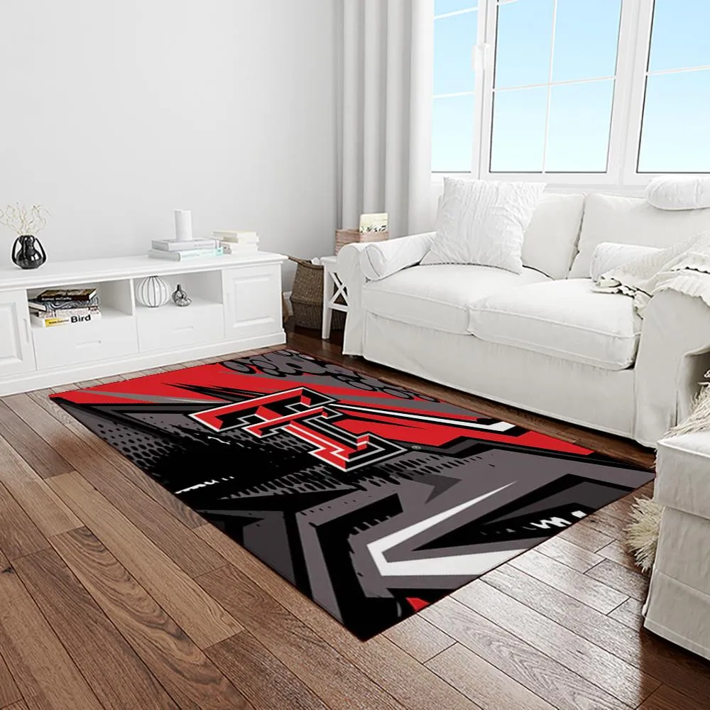 NCAA Texas Tech Red Raiders Sport Basketball And Foolball Team Logo Rectangle Area Rug 743UL-9859