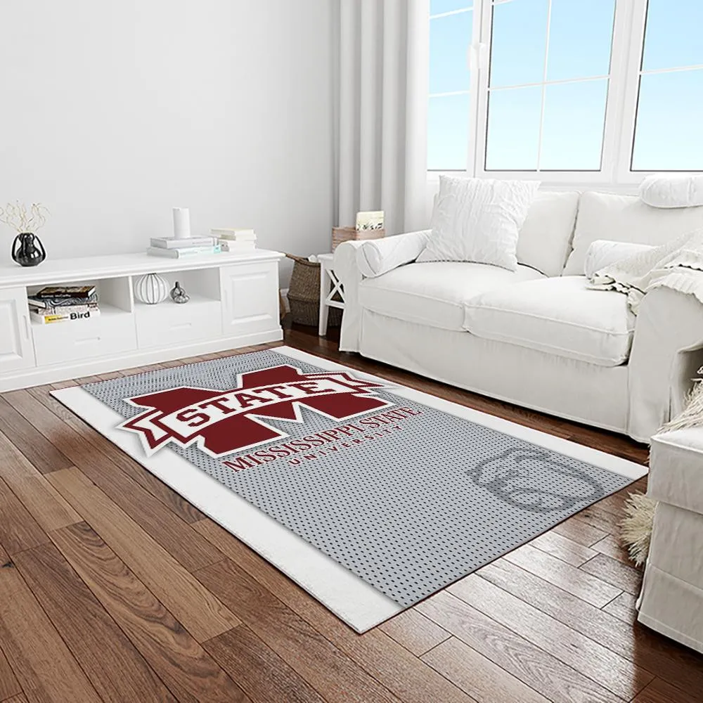 NCAA Mississippi State Bulldogs College Sport Basketball And Foolball Team Logo Rectangle Area Rug 237WW-8324