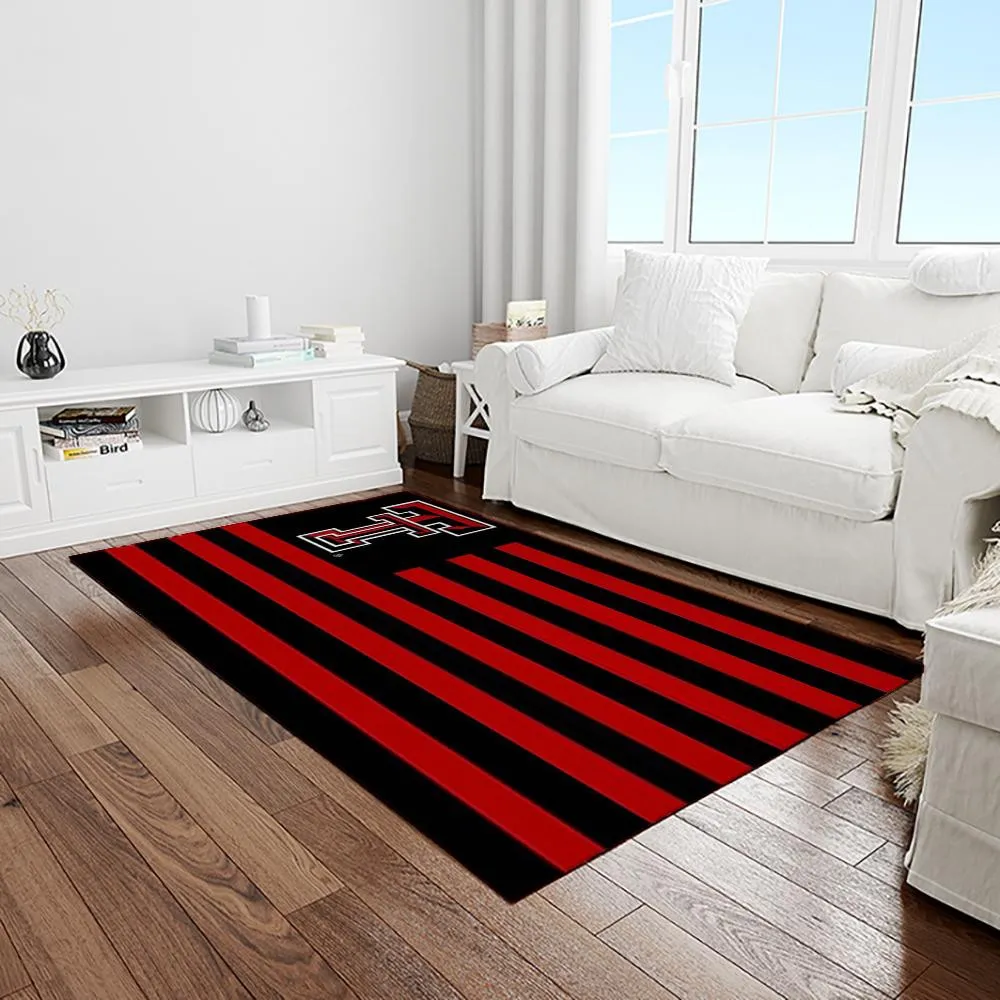 NCAA Texas Tech Red Raiders Sport Basketball And Foolball Team Logo Rectangle Area Rug 899MJ-8699