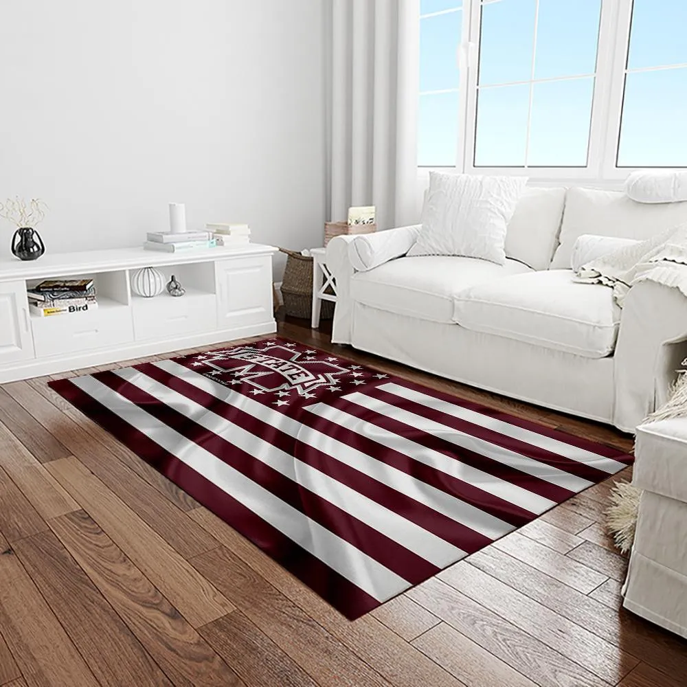 NCAA Mississippi State Bulldogs College Sport Basketball And Foolball Team Logo Rectangle Area Rug 204IH-1581