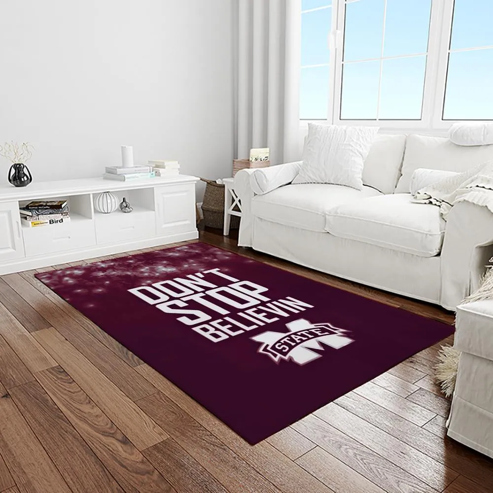 NCAA Mississippi State Bulldogs College Sport Basketball And Foolball Team Logo Rectangle Area Rug 616BR-2153