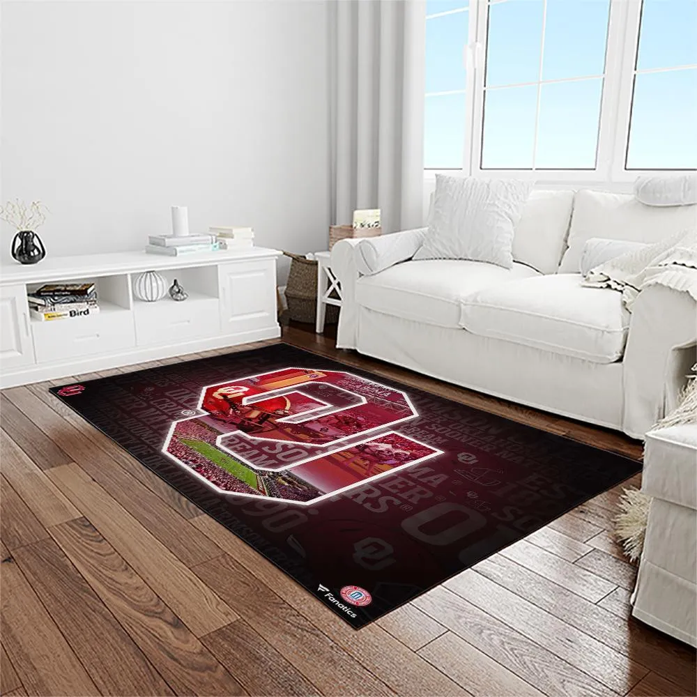 NCAA Oklahoma Sooners Sport Basketball And Foolball Team Logo Rectangle Area Rug 655GJ-2637