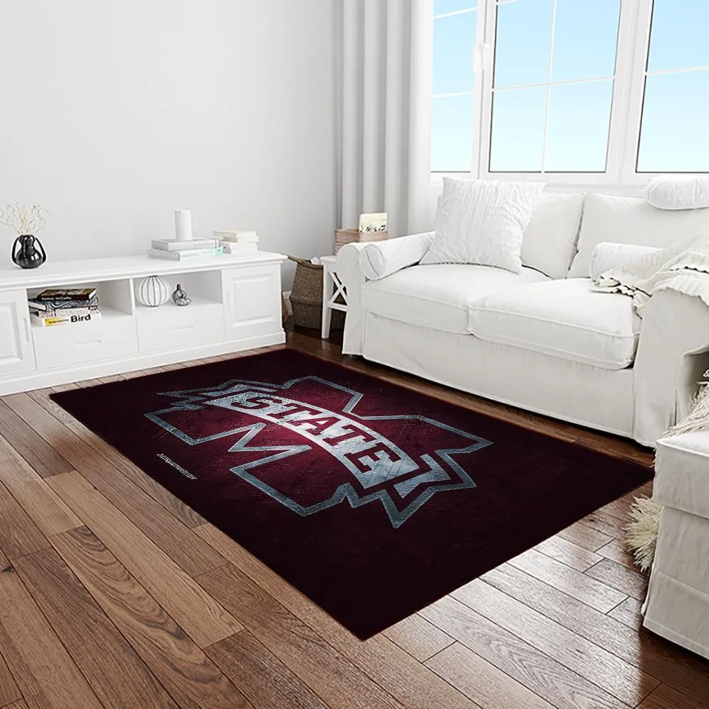 NCAA Mississippi State Bulldogs College Sport Basketball And Foolball Team Logo Rectangle Area Rug 363ZR-2581