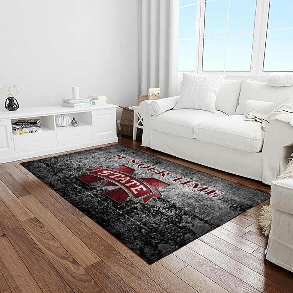 NCAA Mississippi State Bulldogs College Sport Basketball And Foolball Team Logo Rectangle Area Rug 844ZG-4331