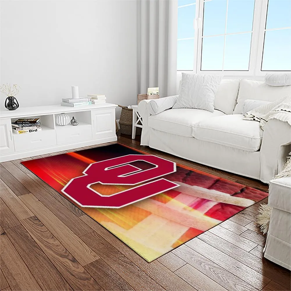 NCAA Oklahoma Sooners Sport Basketball And Foolball Team Logo Rectangle Area Rug 985AI-3750