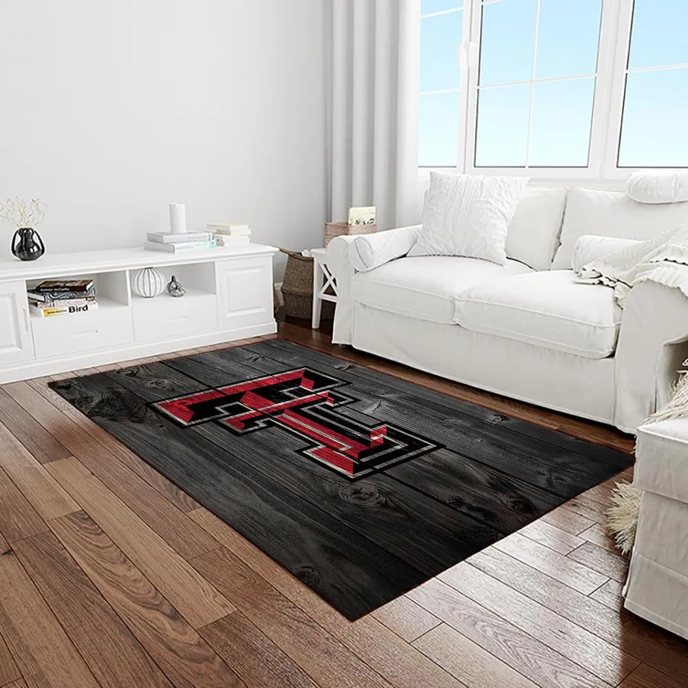 NCAA Texas Tech Red Raiders Sport Basketball And Foolball Team Logo Rectangle Area Rug 606YD-1634