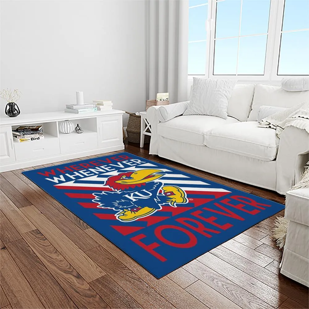 NCAA Kansas Jayhawks Basketball Team Logo Rectangle Area Rug 982CE-9158