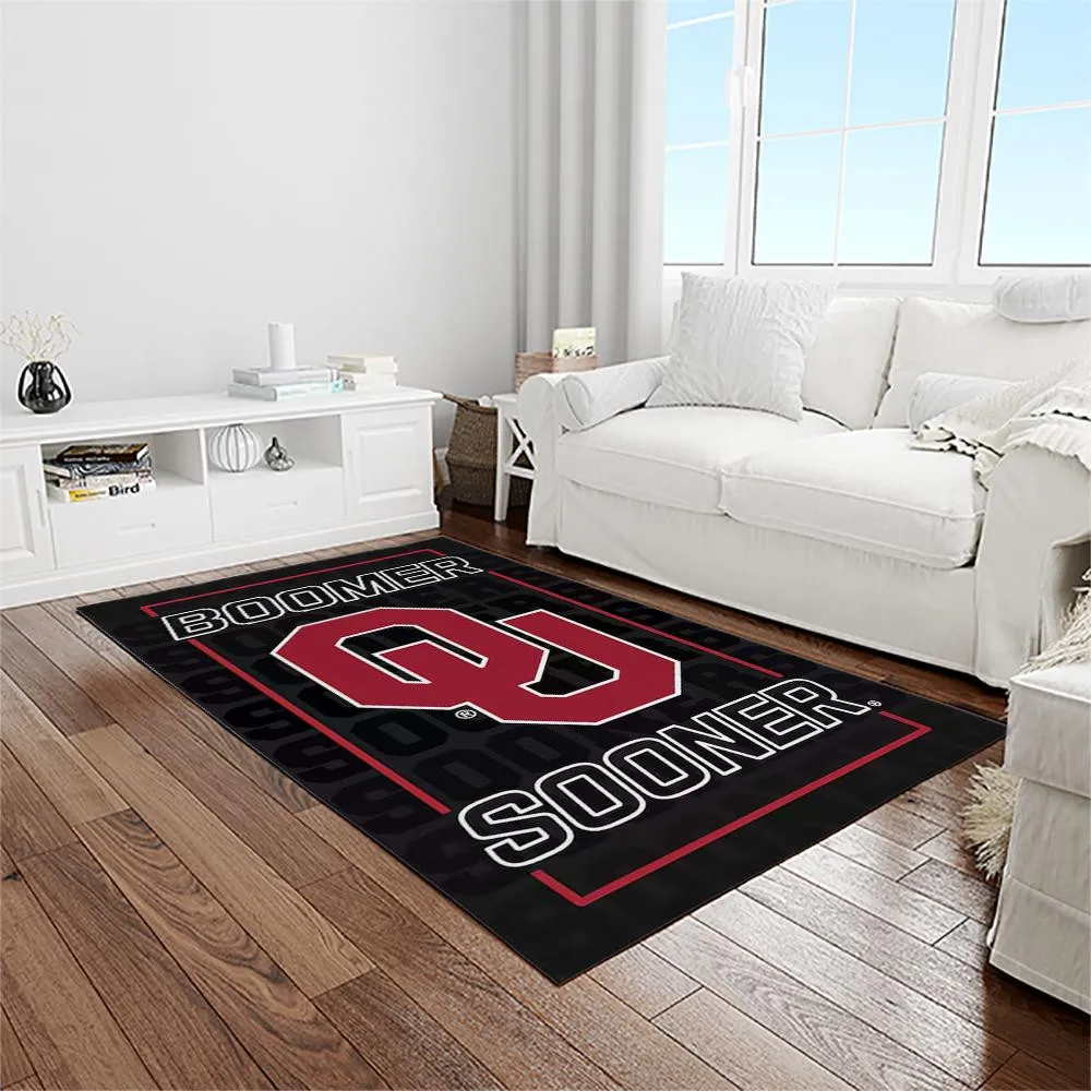 NCAA Oklahoma Sooners Sport Basketball And Foolball Team Logo Rectangle Area Rug 680SJ-6075