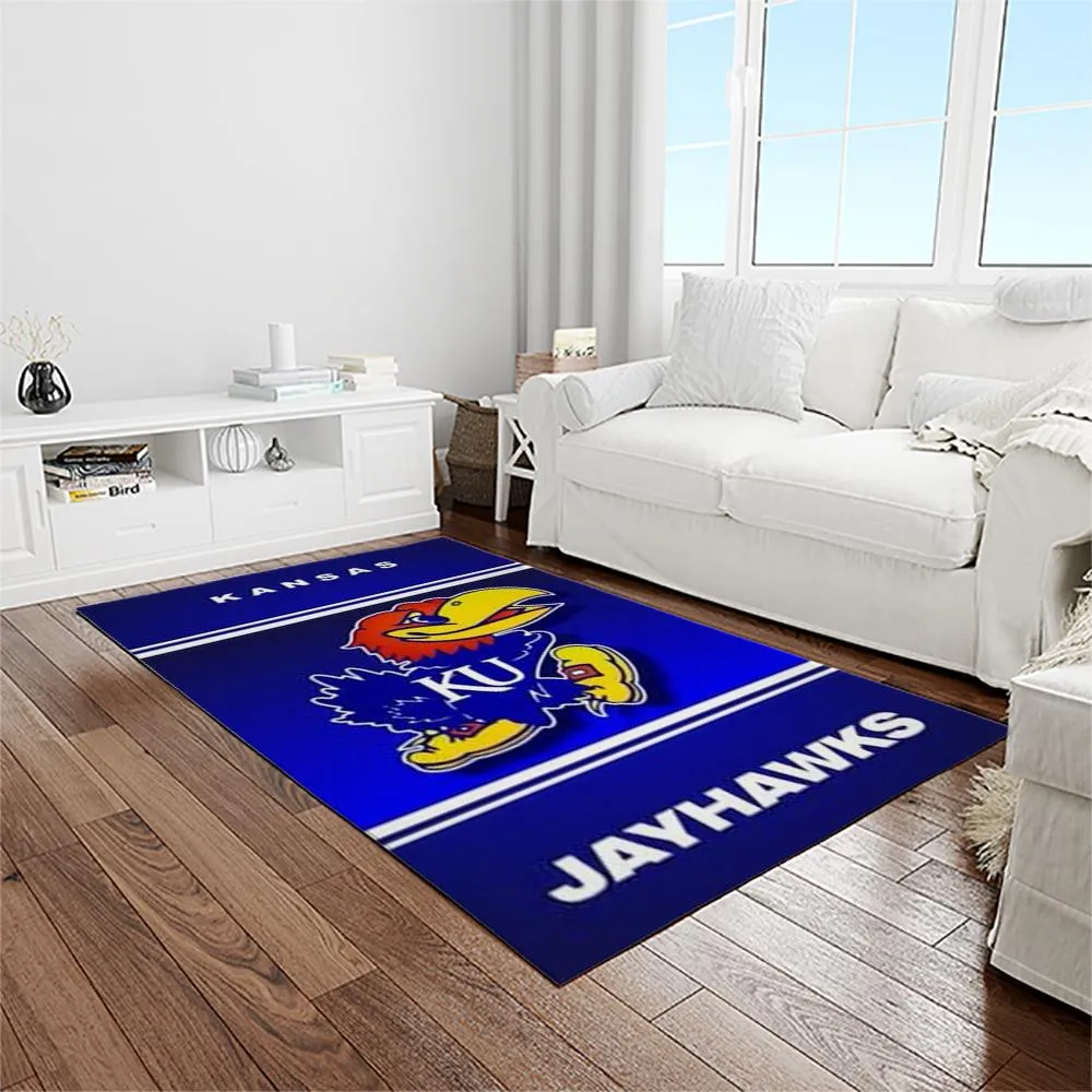 NCAA Kansas Jayhawks Basketball Team Logo Rectangle Area Rug 723OZ-2426