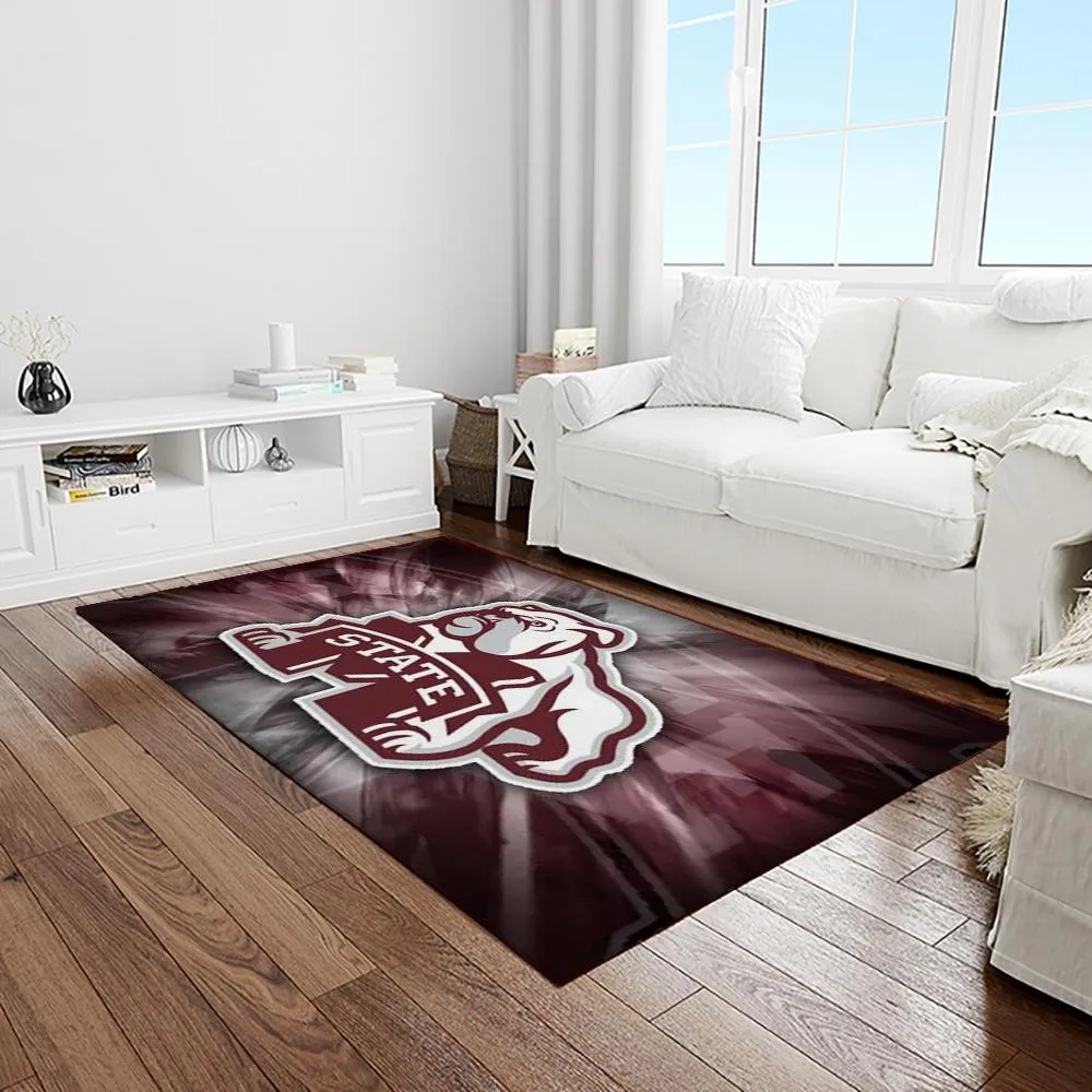 NCAA Mississippi State Bulldogs College Sport Basketball And Foolball Team Logo Rectangle Area Rug 856KK-4553