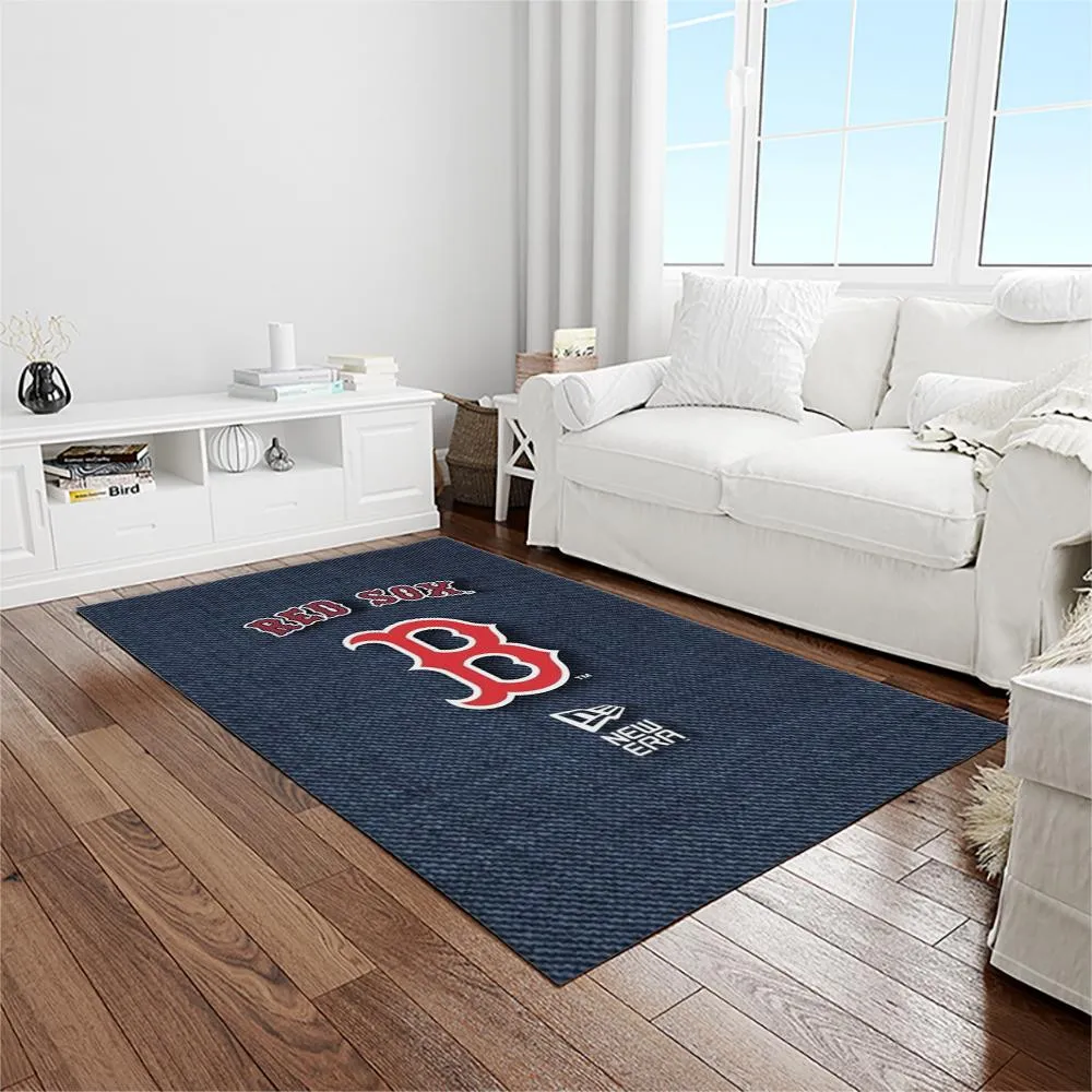 MLB Boston Red Sox Baseball Team Logo Rectangle Area Rug 678BK-3142
