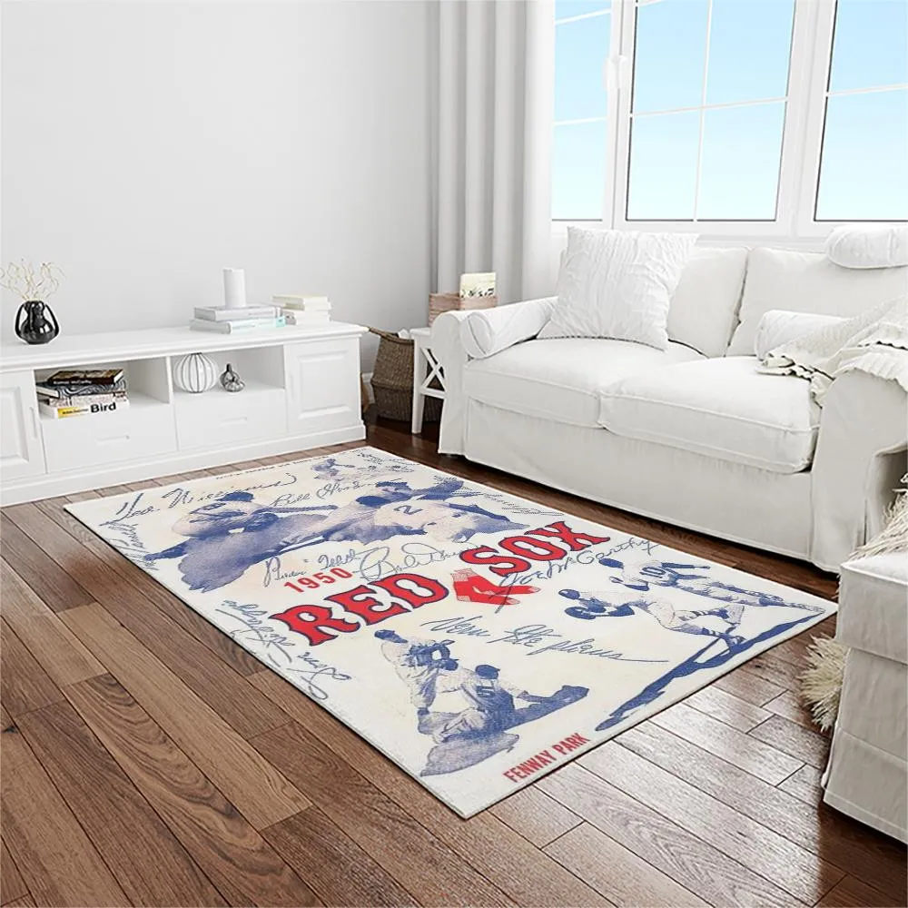 MLB Boston Red Sox Baseball Team Logo Rectangle Area Rug 495TU-8605