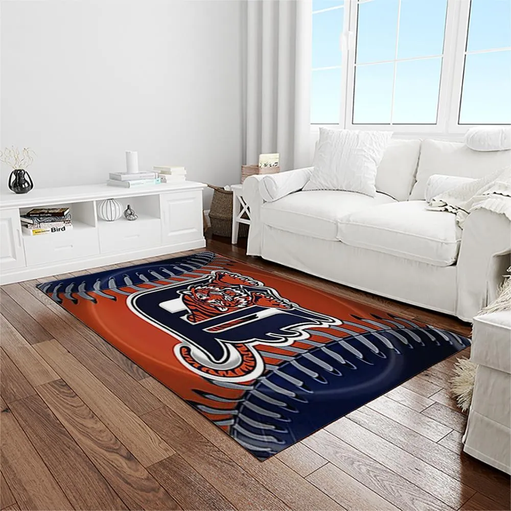 MLB Detroit Tigers Baseball Team Logo Rectangle Area Rug 639DW-9293