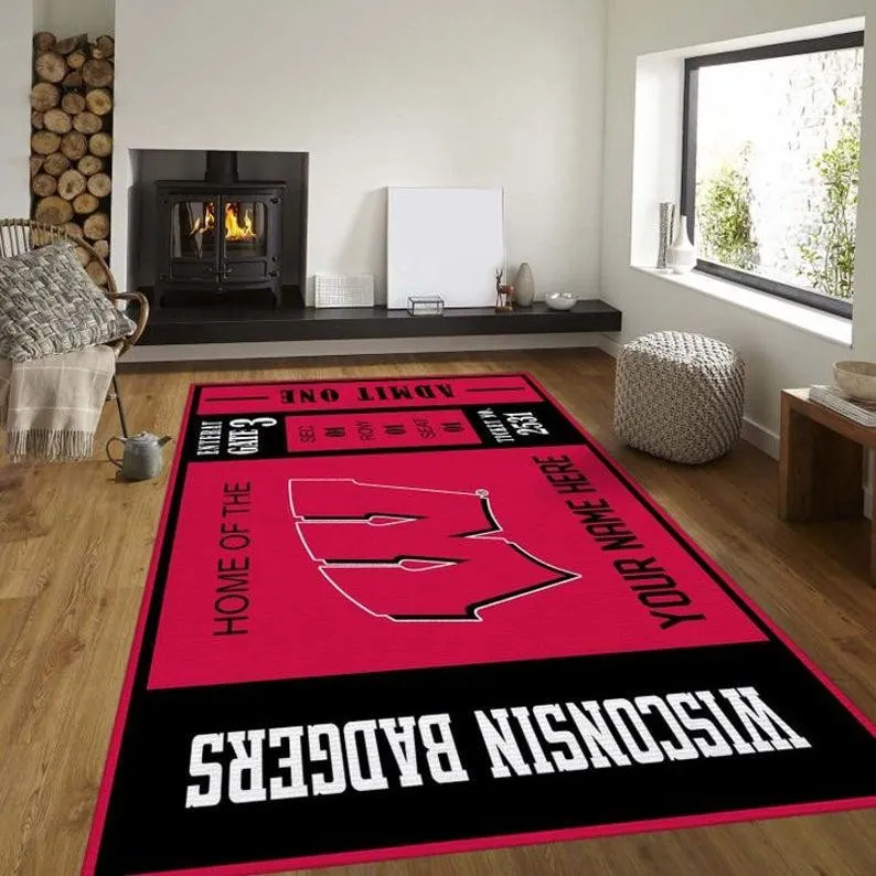 Customizable Wisconsin Badgers Ncaa Rug Living Room Rug Home Decor Floor 371SG-3070