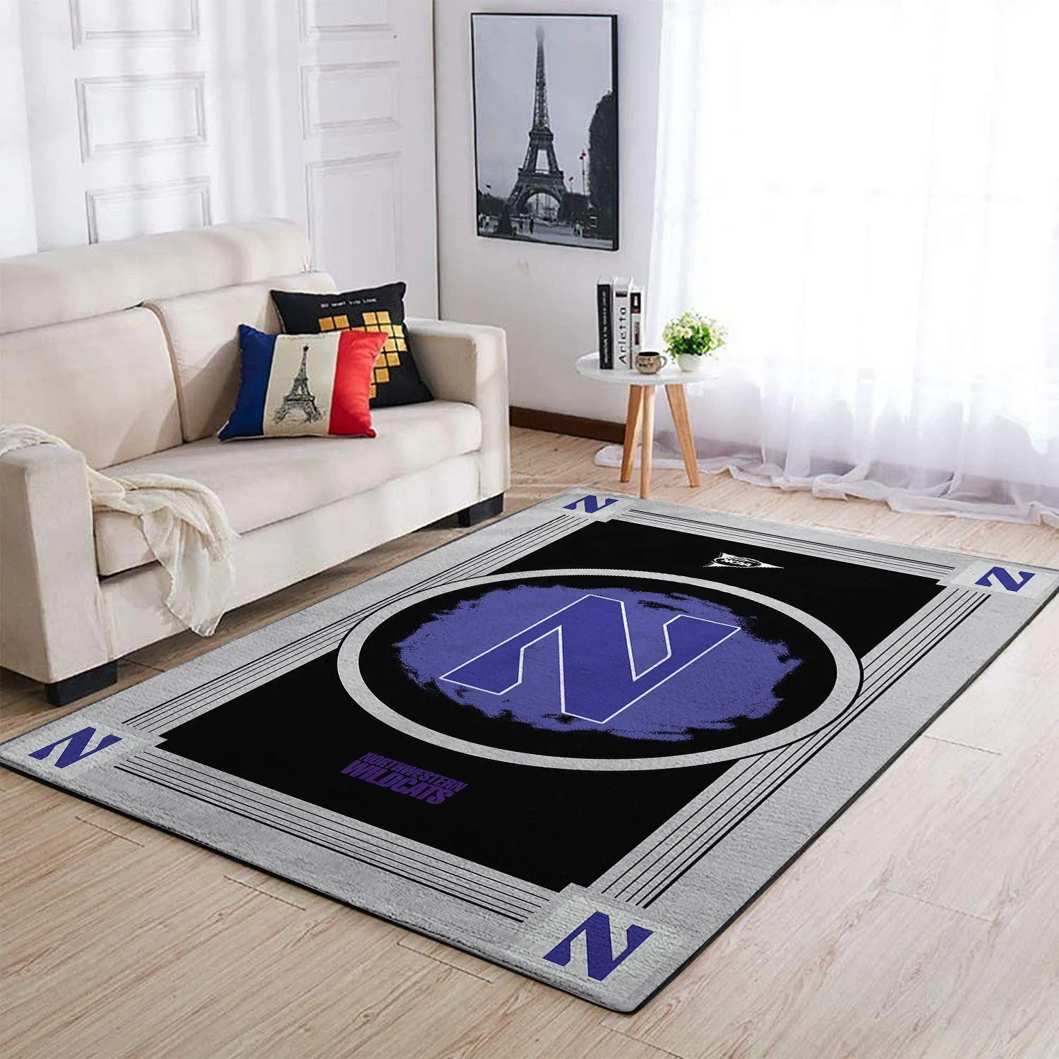 Northwestern Wildcats Ncaa Football Basketball Living Room Carpet 20030346 160UO-5072