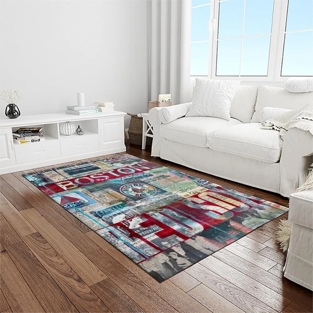 MLB Boston Red Sox Baseball Team Logo Rectangle Area Rug 663EQ-3138