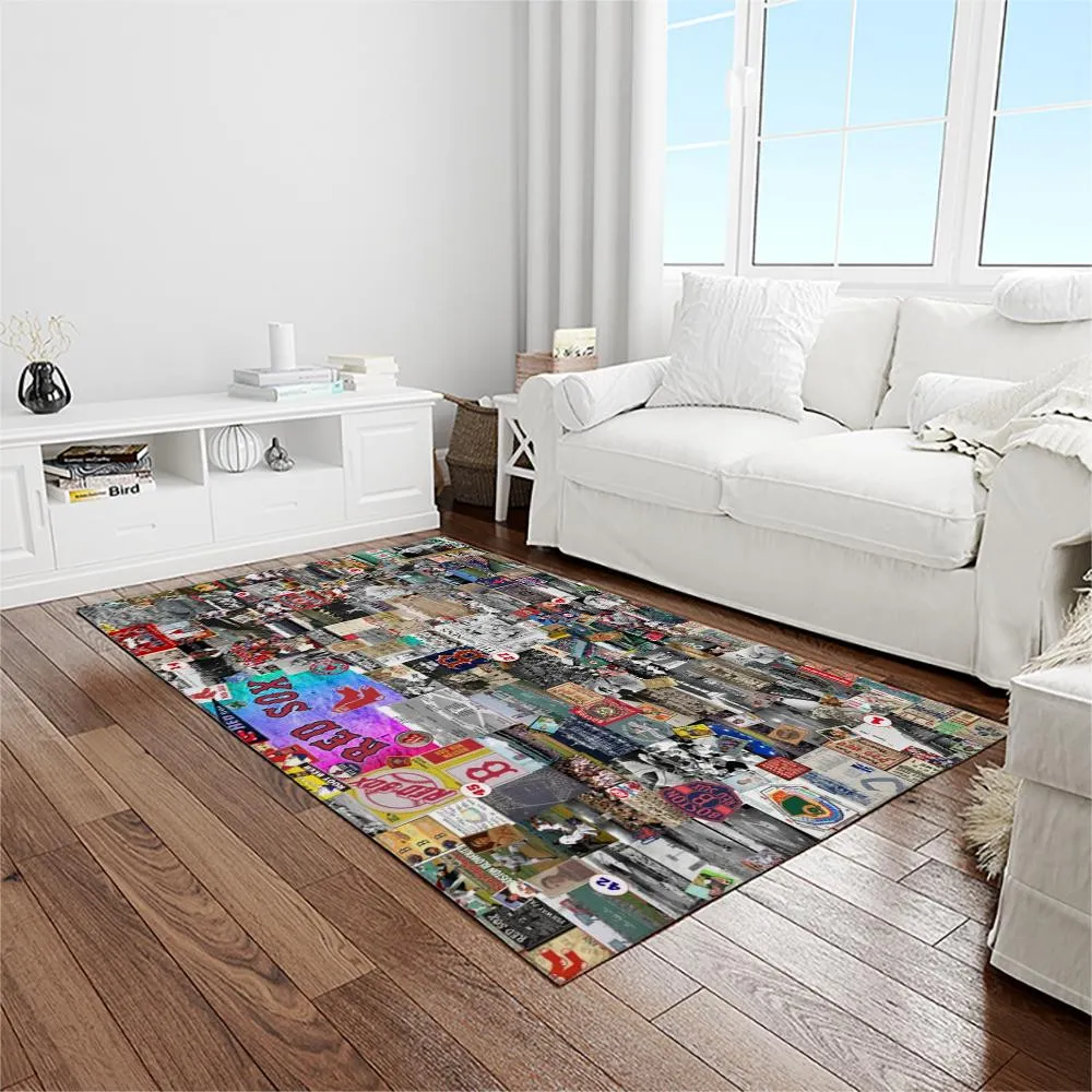 MLB Boston Red Sox Baseball Team Logo Rectangle Area Rug 975EH-5700