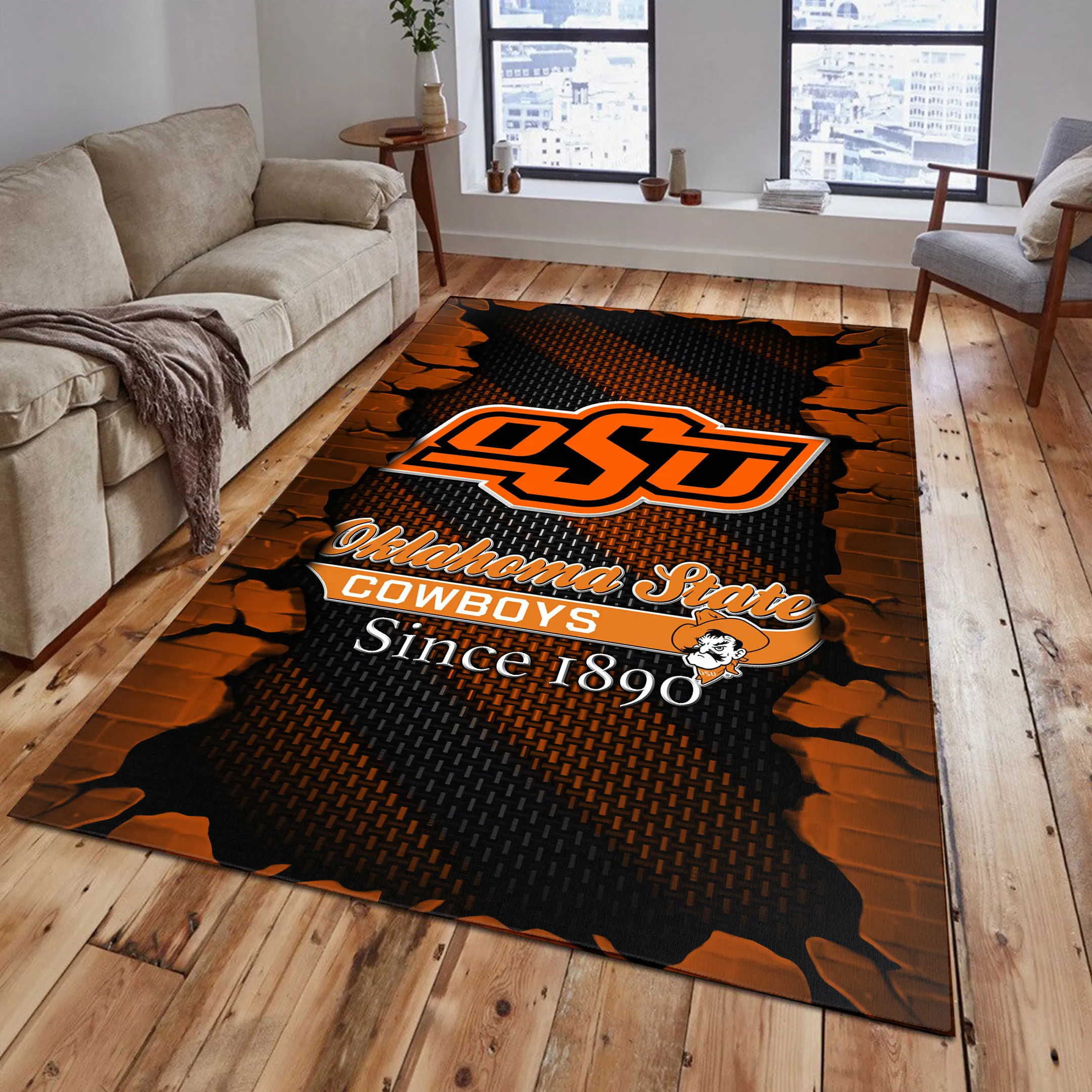 NCAA New Release Oklahoma State Cowboys Area Rug Living Room Carpet Regtangle 290FB-5933