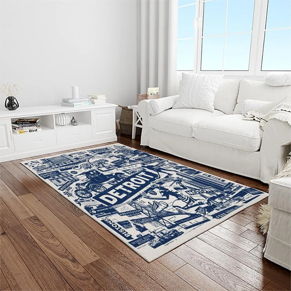 MLB Detroit Tigers Baseball Team Logo Rectangle Area Rug 926YP-9074
