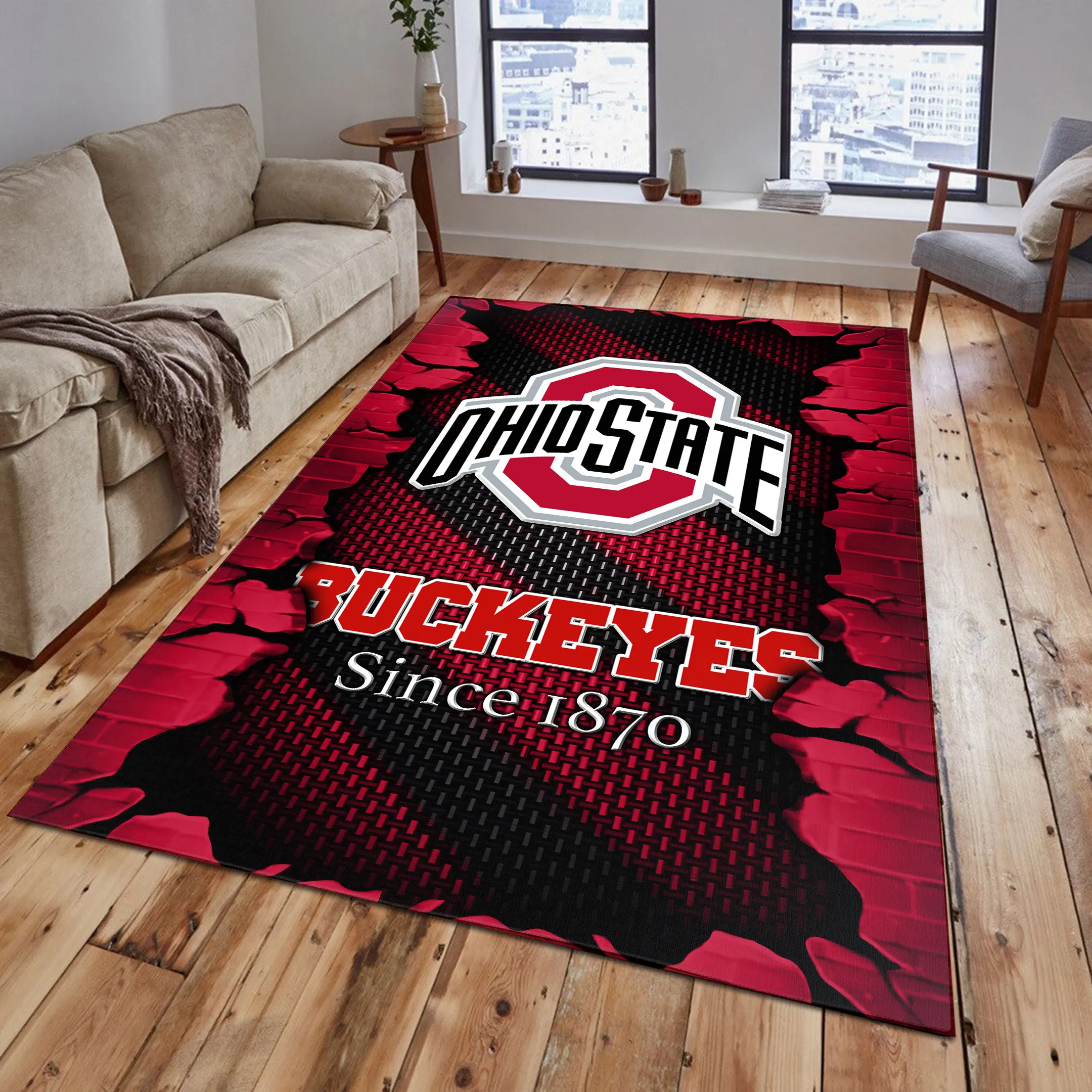NCAA New Release Ohio State Buckeyes Area Rug Living Room Carpet Regtangle 880PU-1593