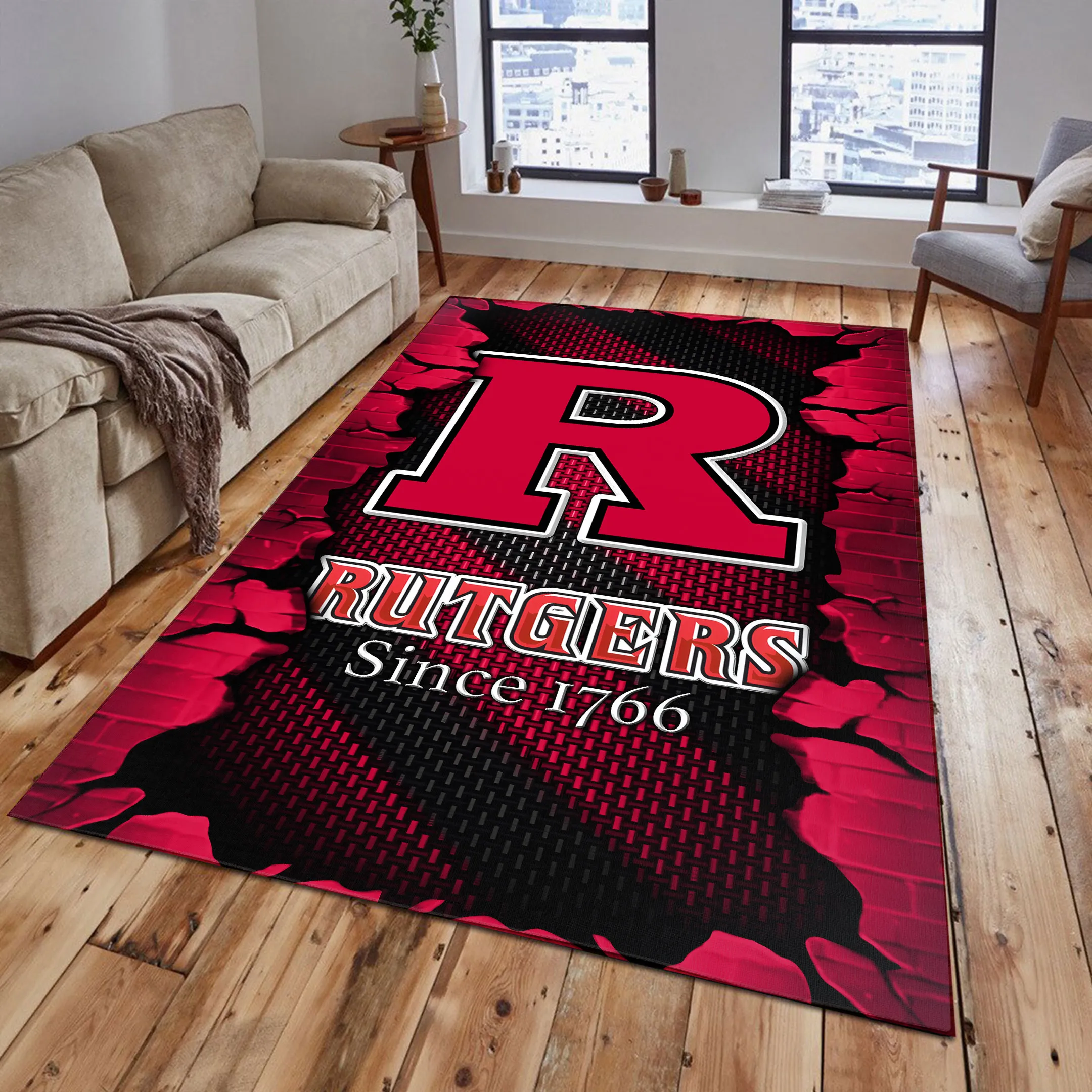 NCAA New Release Rutgers Scarlet Knights Area Rug Living Room Carpet Regtangle 383WR-5336