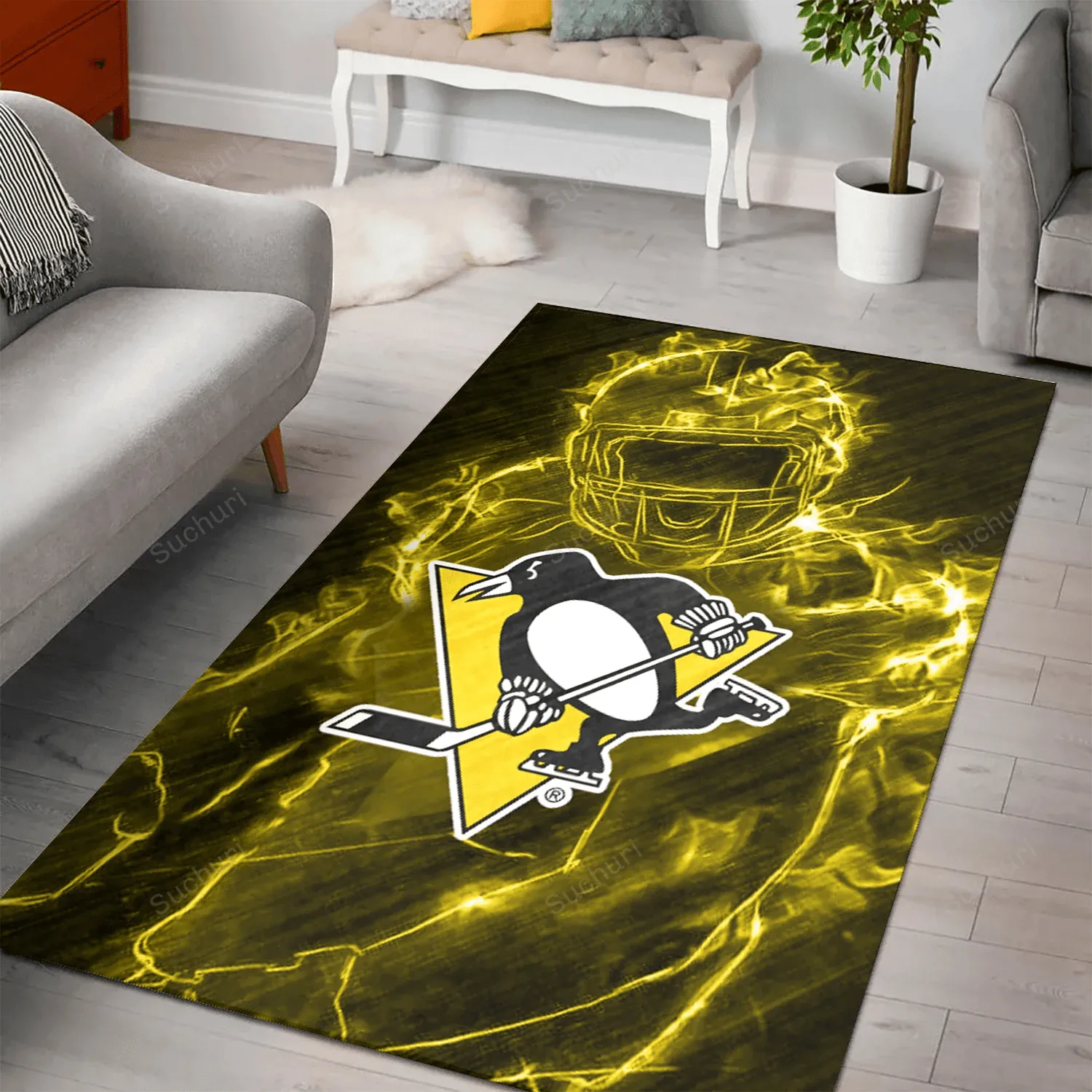 Pittsburgh Penguins Legend Rectangle Area Rug Living Room Bed Room Home Decor 339CY-6184