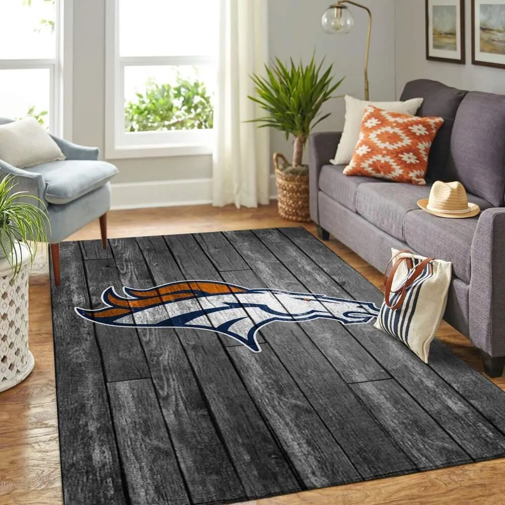 Denver Broncos NFL Area Rugs Living Room Carpet Team Logo Gray Wooden 135DY-6424