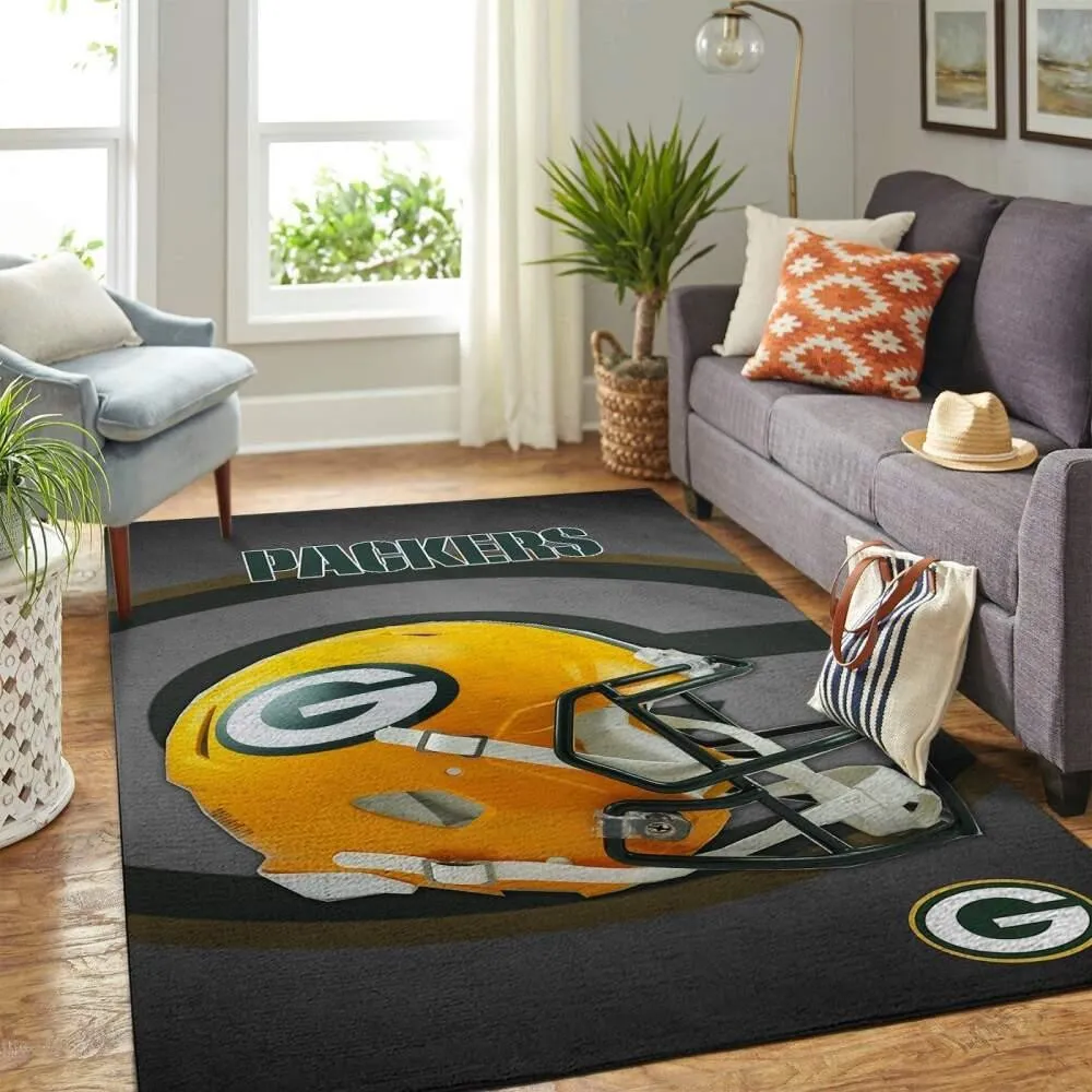 Green Bay Packers Nfl Helmet Living Room Carpet Sports Rug Regtangle 501KC-9414