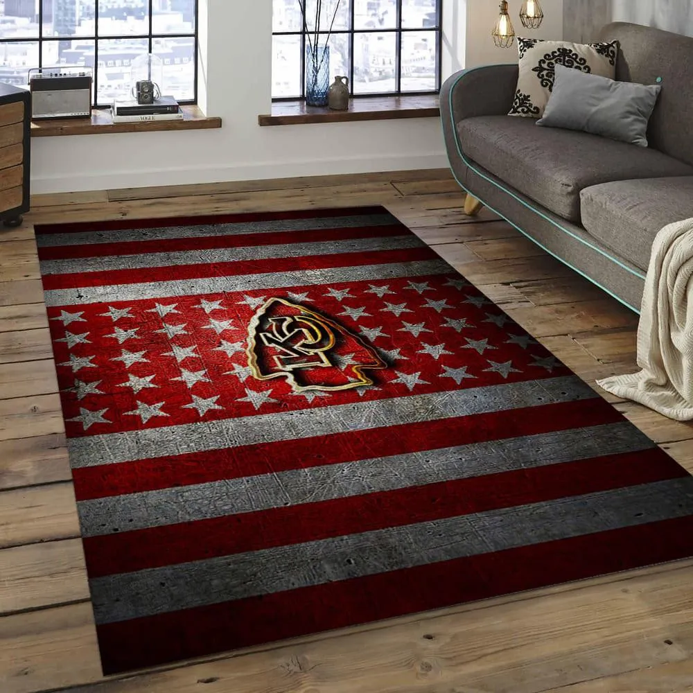 NFL Kansas City Chiefs Football Team Logo Rectangle Area Rug 377VO-6855