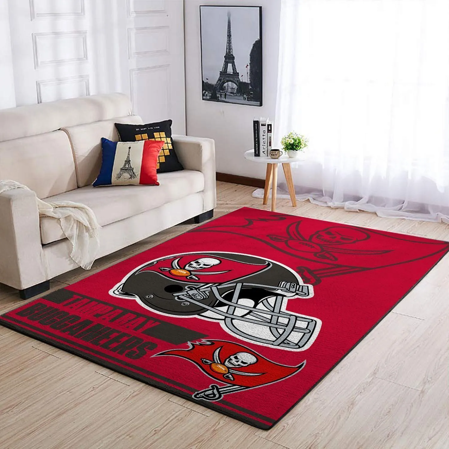 Tampa Bay Buccaneers Nfl Team Logo Helmet Rectangle Area Rug Living Room 484OL-5204