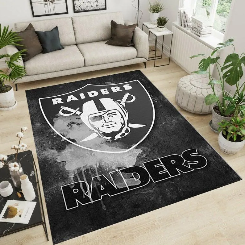 Las Vegas Raiders NFL Inspired Rug Carpet Area Rug Home Sport 724JX-1032