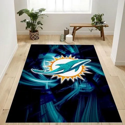 Miami Dolphins Nfl Team Logo Rug Bedroom Rug Home Decor Floor Decor 250JD-7419