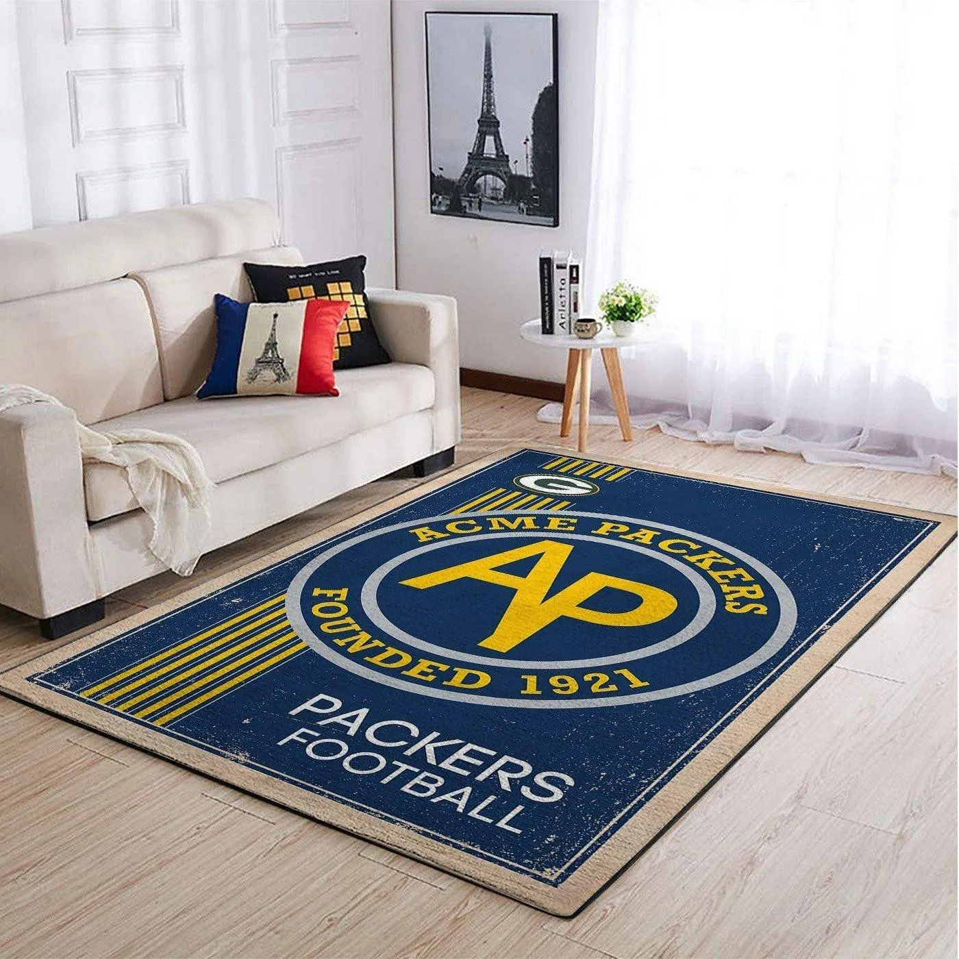 Green Bay Packers Nfl Retro Style Living Room Sports Rug Regtangle 243YD-2537