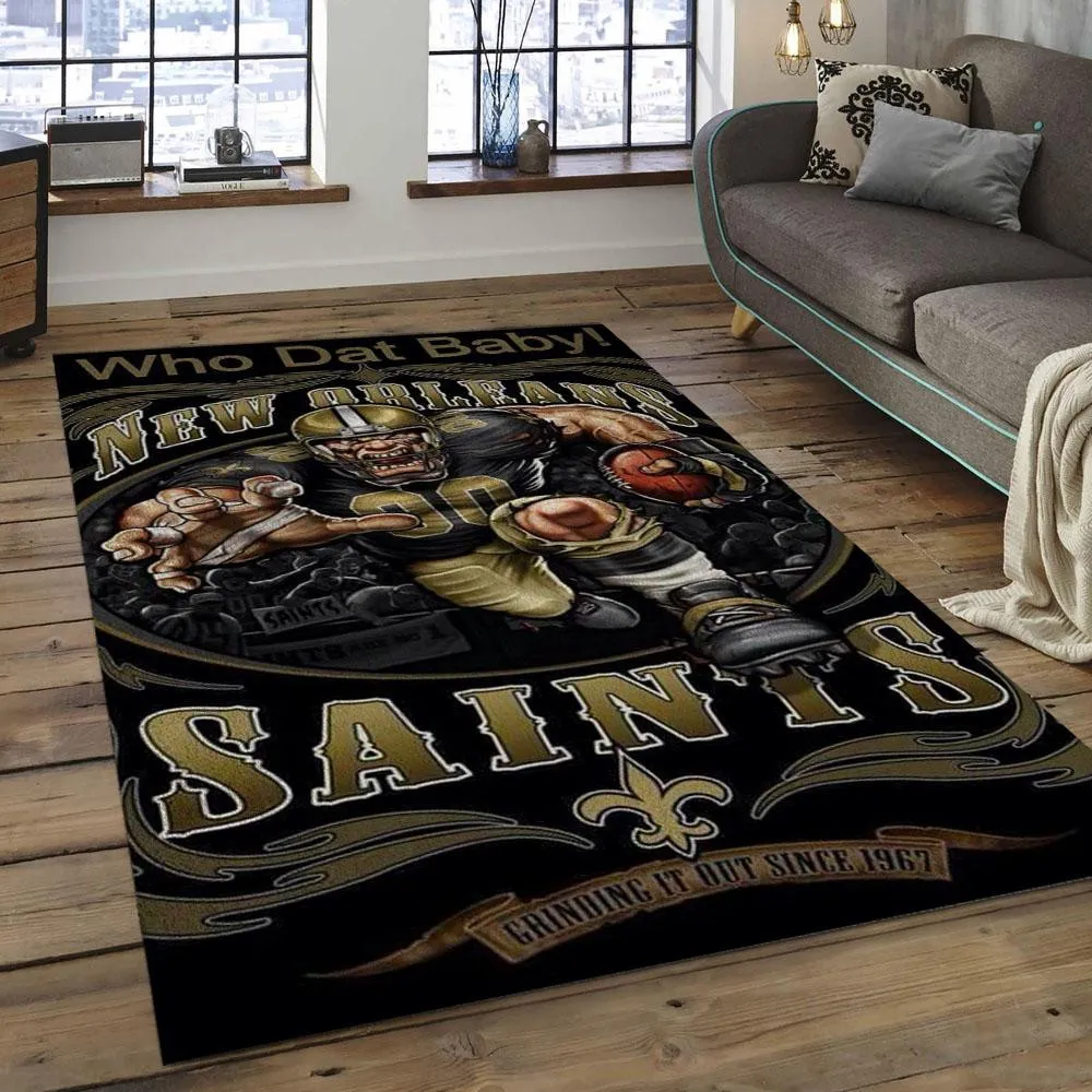 NFL New Orleans Saints Football Team Logo Rectangle Area Rug 825PN-8175
