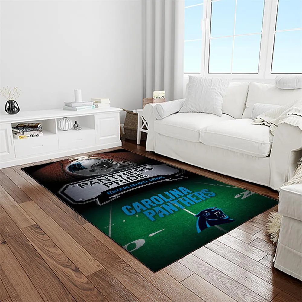 NFL Carolina Panthers Football Team Logo Rectangle Area Rug 346AG-7717