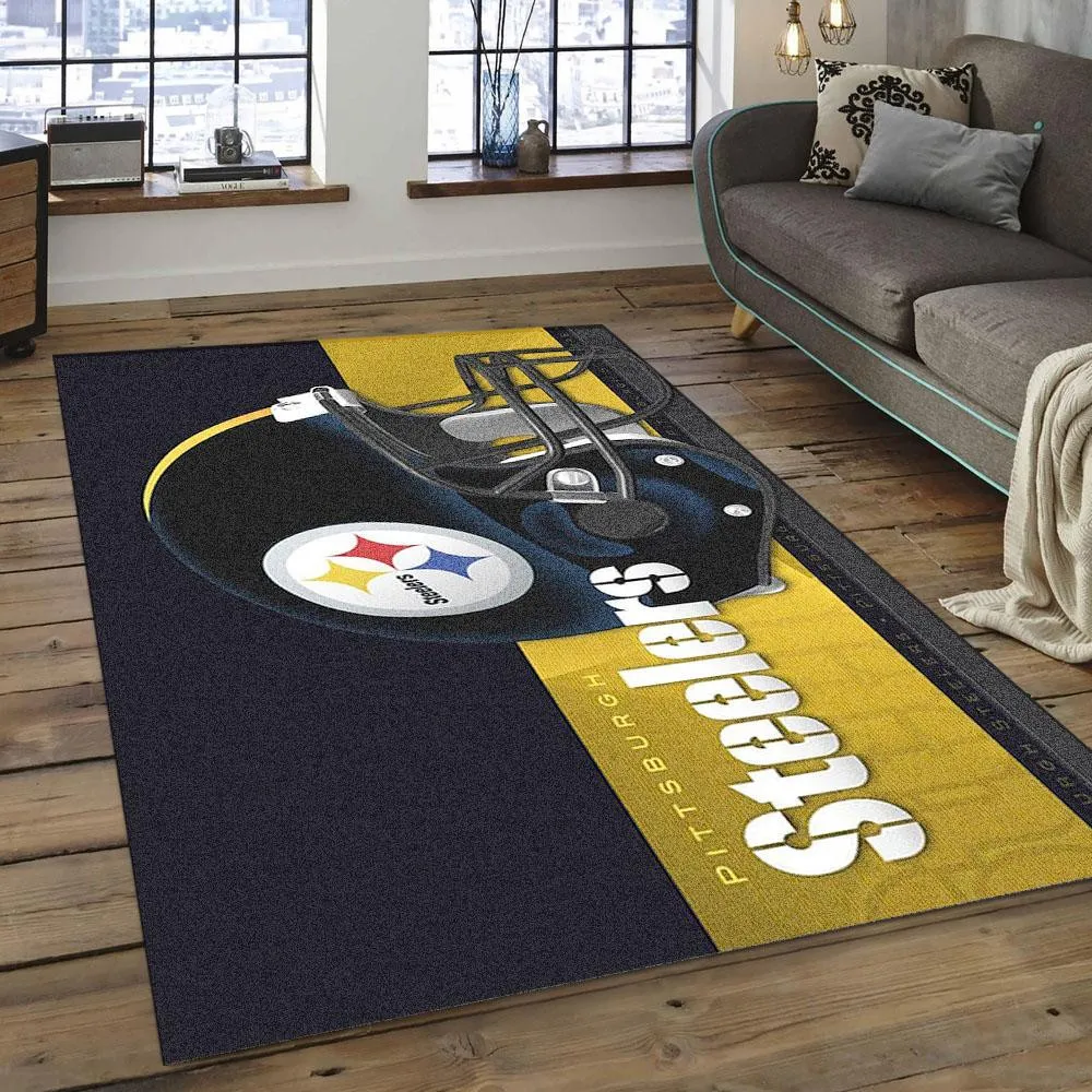 NFL Pittsburgh Steelers Helmet Football Team Logo Area Rug 283ZG-2930