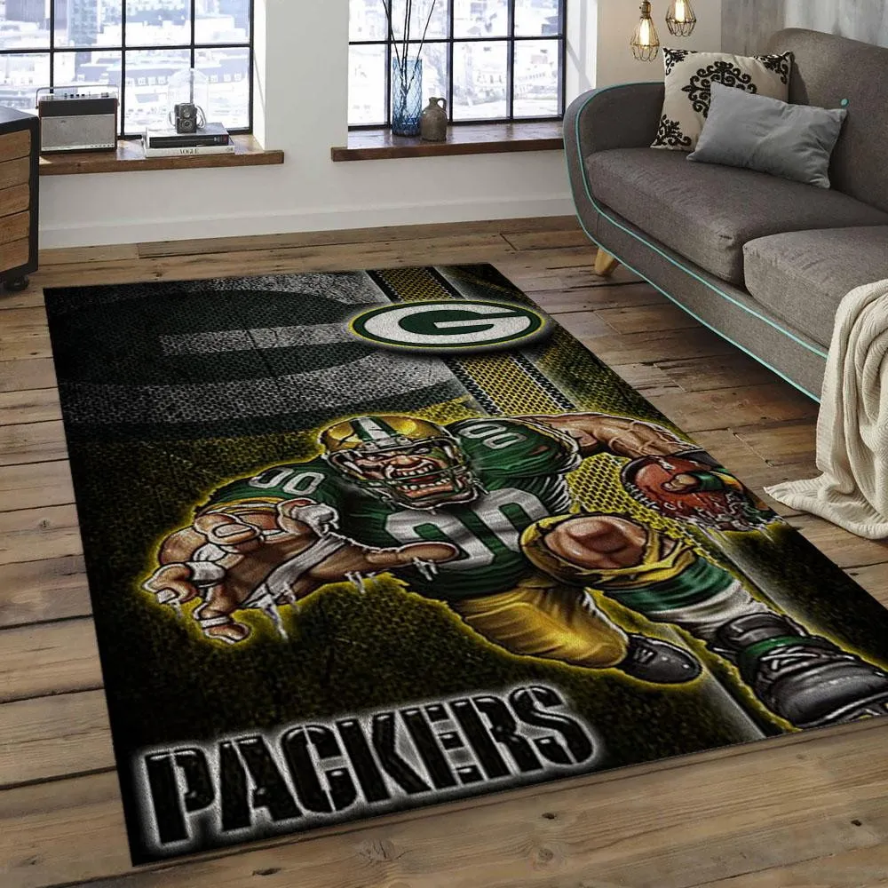 NFL Green Bay Packers Football Team Logo Rectangle Area Rug 972RA-2951