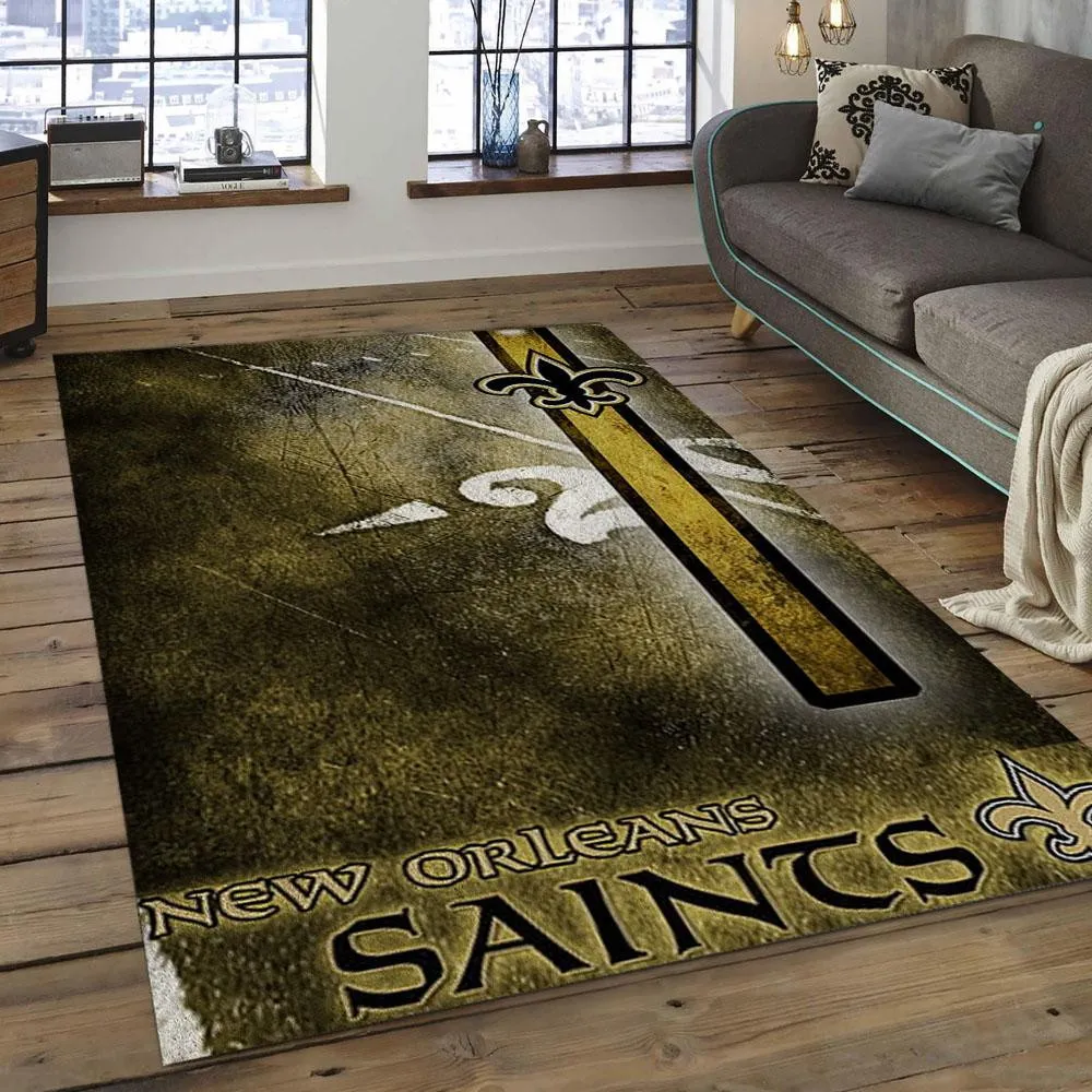 NFL New Orleans Saints Football Team Logo Rectangle Area Rug 167SD-2217