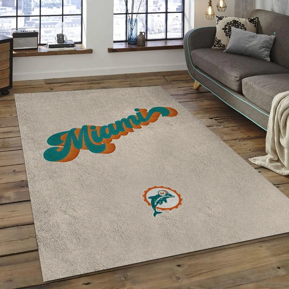 NFL Miami Dolphins Football Team Logo Rectangle Area Rug 651NP-7047